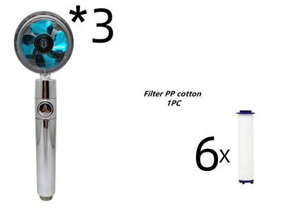 Propeller Driven Shower Head With Stop Button And Cotton Filter Turbocharged High Pressure Handheld Shower Nozzle a364db1f bd