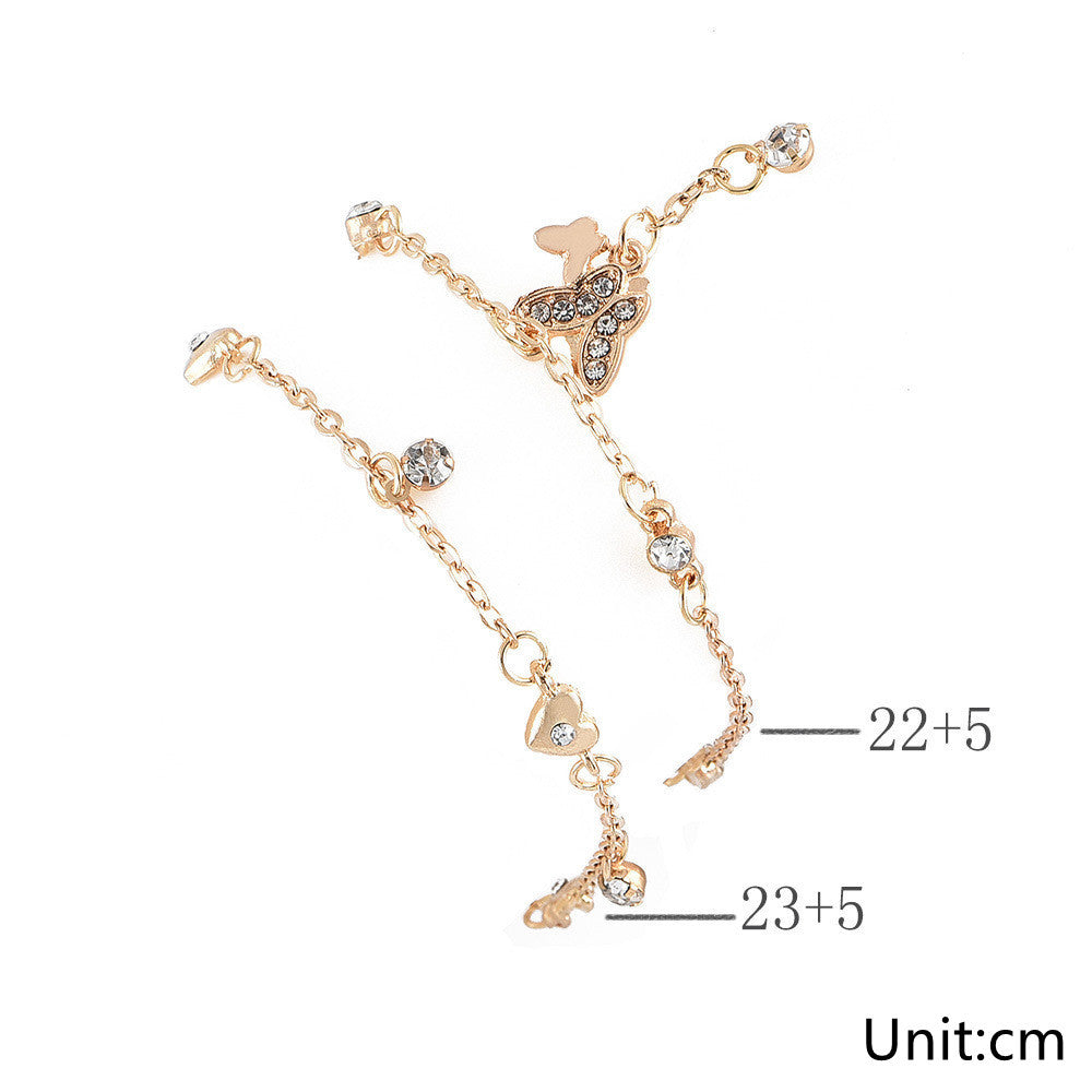 Women's Fashion Butterfly Love Multilayer Anklet a3685871 7249 42f6 96f1 d69b50cb125b
