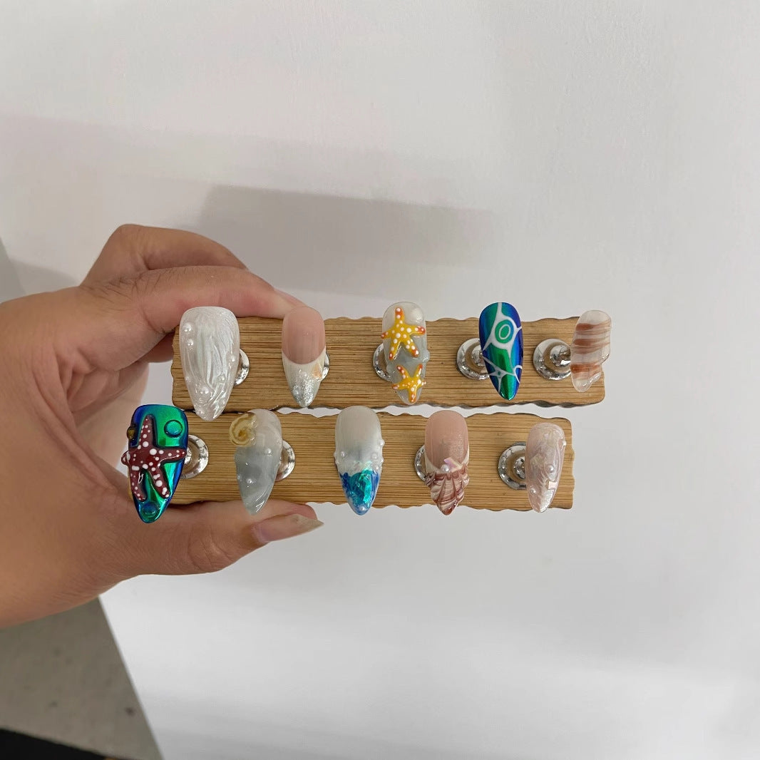 Hand-painted Happy Underwater World White Advanced Long Manicure a38a0943 20df 4887 a50f 8bf418f637c4