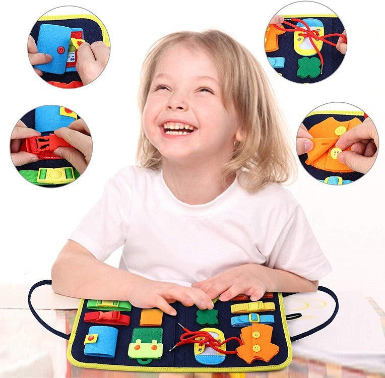 New Busy Book Children's Busy Board Dressing And Buttoning Learning Baby Early Education Preschool Sensory Learning Toy a39c0