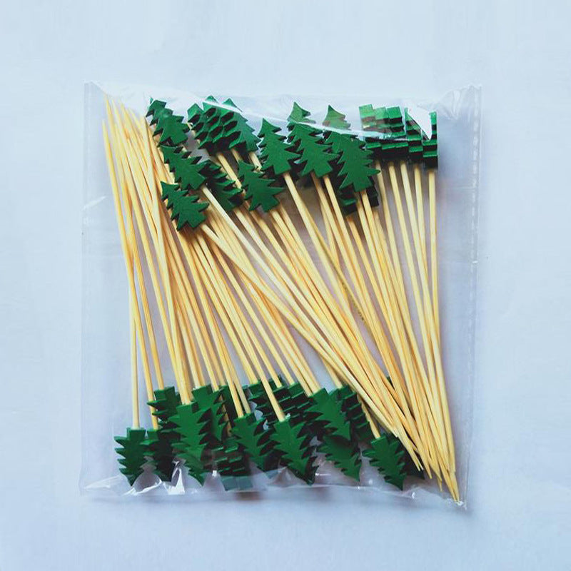 Disposable Christmas Tree Fruit Toothpick Fancy Bamboo String Bamboo Stick Cocktail Art Fruit Fork New 5 Models a3a2c95b 0608