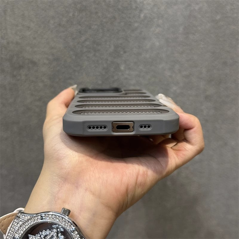 Breathable Heat Dissipation Mesh Case For ApplePhone 15 14 13 12 11 Pro Max Plus Matte Cooling Metal Lens Ring Hard Bumper Co