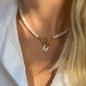 Pearl Chain OT Buckle Inlaid 26 Letter Necklace Ornament a3e3b499 e299 4f7c 9703 47407448f9ae