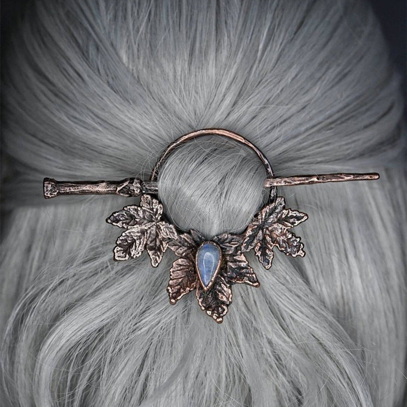 Gothic Retro Crow Skeleton Moonlight Stone Deer Horn Women's Hairpin a41c2946 7f6c 42da 8223 94dab79313b2