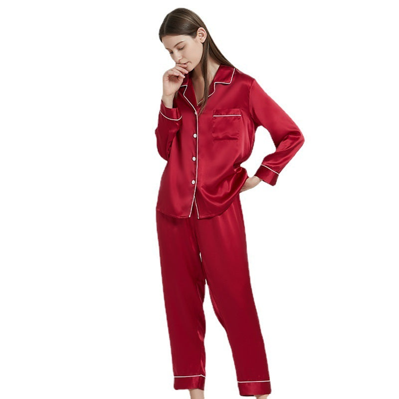 Couple's Silk Pajamas Long-sleeve Suit Silk Homewear a41cfa1e a275 4abf 9c6f 8d5ed01a7218