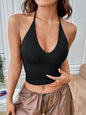 SHEIN EZwear Summer Solid Crop Halter Top a4208488 ad6d 4049 b528 e767900c2f41