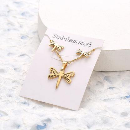 Butterfly Studs Necklace Suit Stainless Steel Geometry a430f690 fc55 44bd 8e81 72f46becbff6