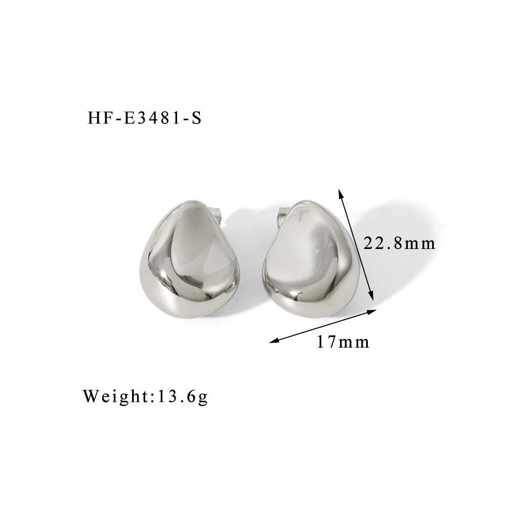 18K Gold High-grade Titanium Steel Simple Women's Ear Studs - HD Wireless Product #7