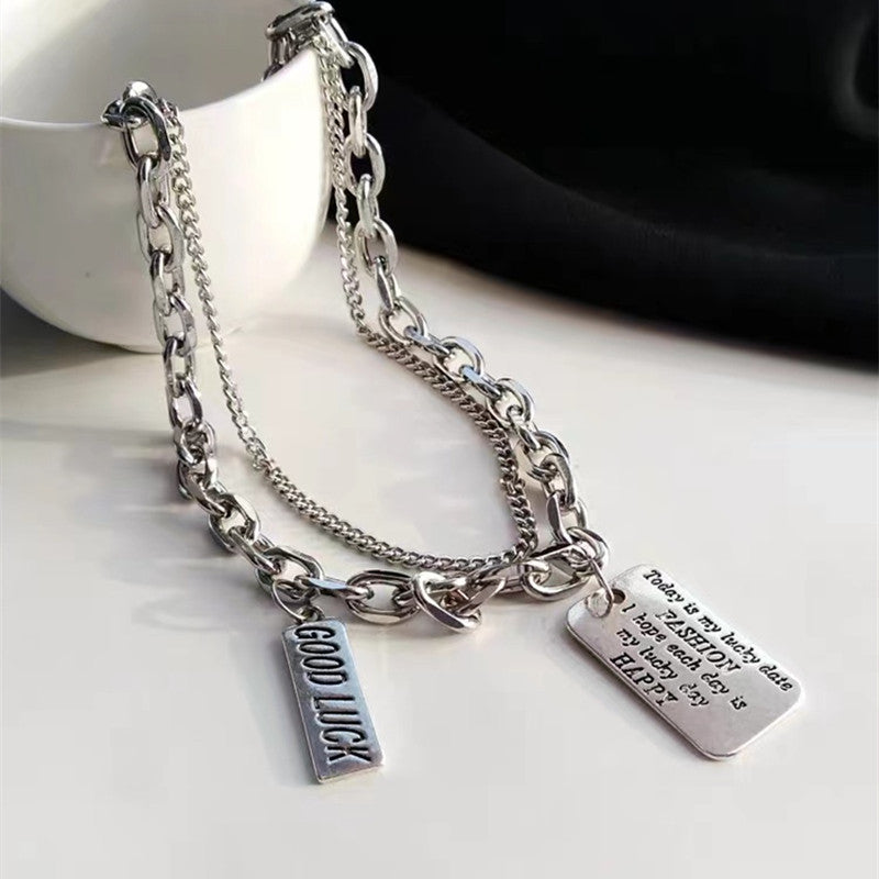 Fashion Double-layer Titanium Steel Necklace For Women a4510cf3 55ea 4988 b389 1330462deece
