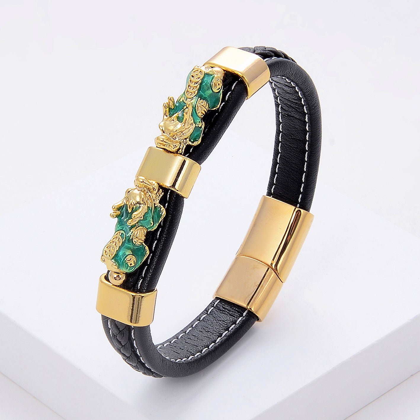 Vintage Braided Leather Rope Bracelet Stainless Steel a452ed2b 17ba 48f9 96bf 1087da47697e