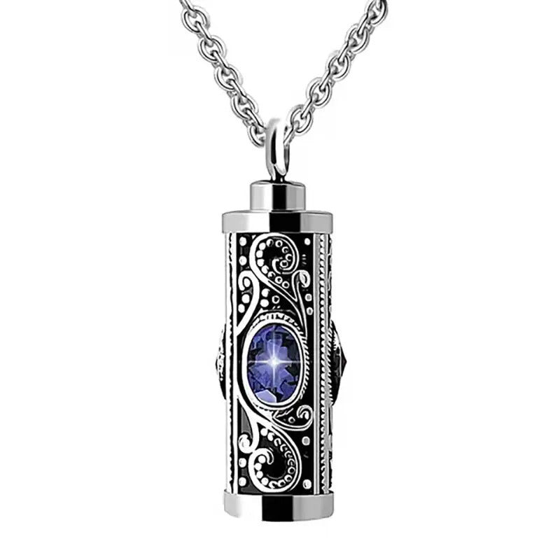 Stainless Steel Birthstone Cinerary Casket Openable Pendant Necklace a46d4416 309e 4673 9581 b97e9ebd5dd4