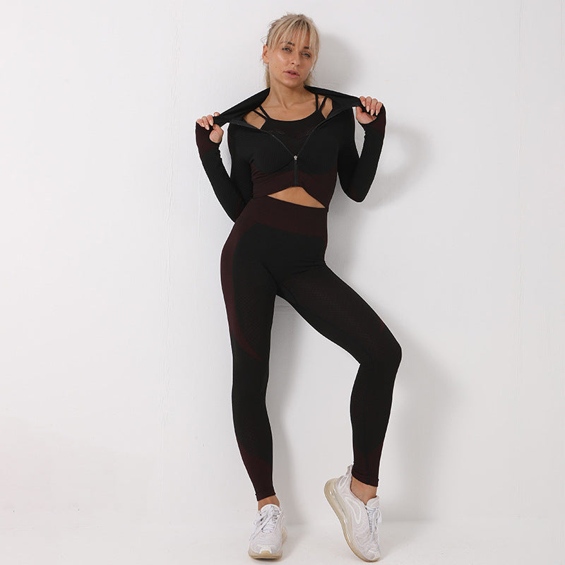 3PCS Yoga Set Seamless Sport Set Women Gym Clothing Leggings Women Crop Top Sports Bra Women Fitness Gym Set Womens Outfits Tracksuit - HD Wireless Product #9