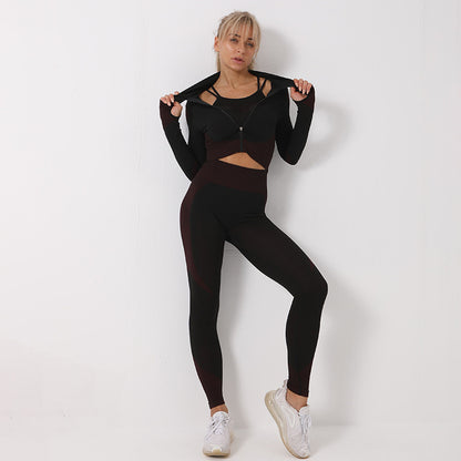 3PCS Yoga Set Seamless Sport Set Women Gym Clothing Leggings Women Crop Top Sports Bra Women Fitness Gym Set Womens Outfits Tracksuit - HD Wireless Product #9