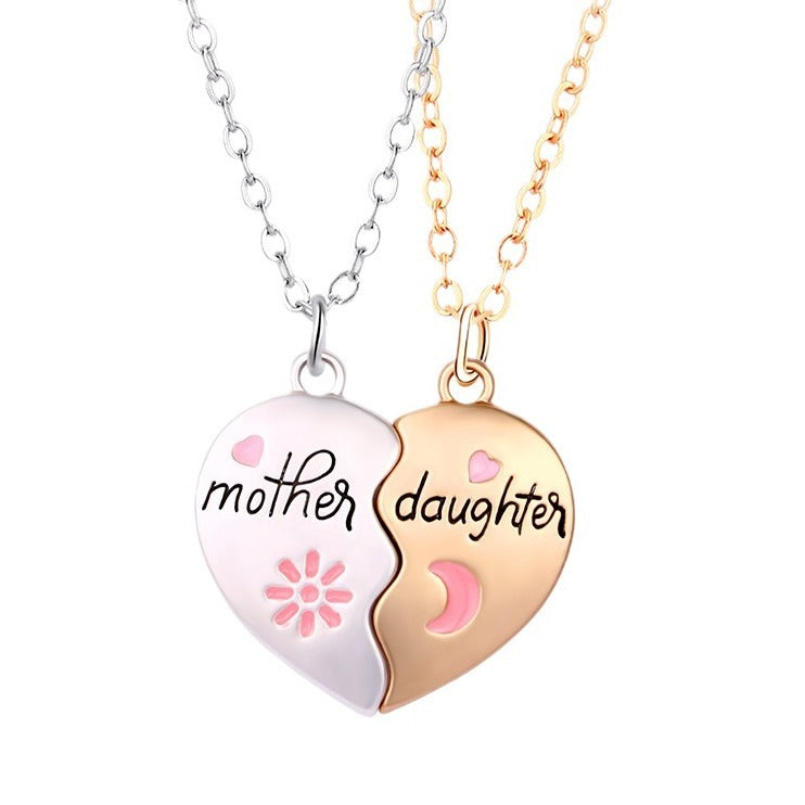 2PCS Set Jewelry Mother Daughter Necklace Matching Heart Magnetic Pendant Fashion Gifts For Mother's Day - HD Wireless Product #5