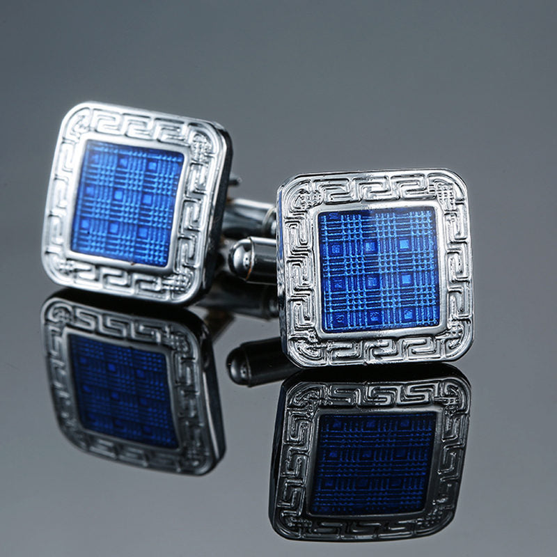 Men's Shirt French Cufflinks High Quality Enamel Vintage Pattern Laser Metal Cube Cufflinks a491e7e5 3d9b 42df b66a 091b986a9
