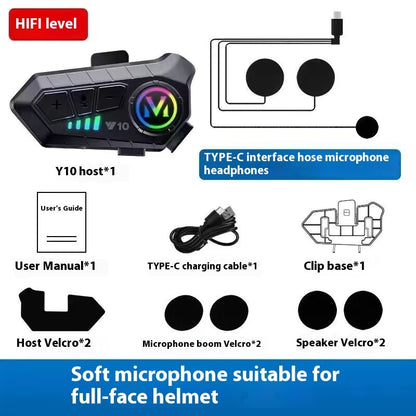 Helmet Bluetooth Headset Y10 Intercom Built-in Integrated Waterproof Motorcycle Take-out Rider Full Face Helmet Half Helmet H