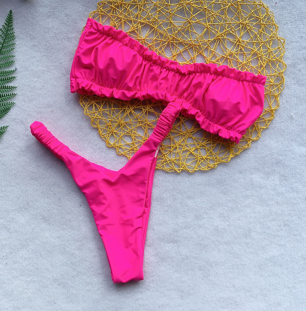 Solid Color Women's Split Chest Pad Swimsuit Bikini a4a3001a 758f 4b3e bc8c 1ada8f6590b0