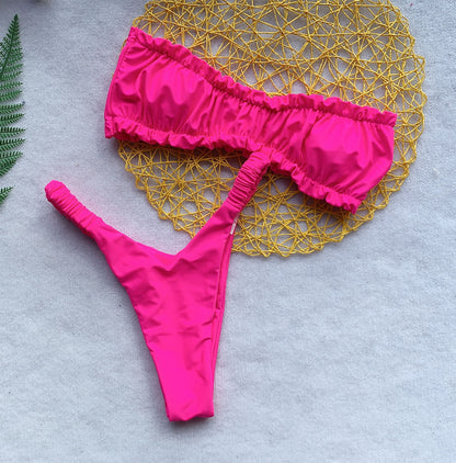 Solid Color Women's Split Chest Pad Swimsuit Bikini a4a3001a 758f 4b3e bc8c 1ada8f6590b0