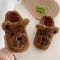 Cartoon Cute Head Cover Plush Warm Confinement Cotton Shoes Female Autumn And Winter Students Household Soft Soled Cotton Sli