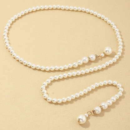 Fashion Pearl Thin Waist Chain Ladies Dress All-match Belt Long Skirt Decoration Elastic a4cccb1e 5531 478c 956f 18dff09089ea
