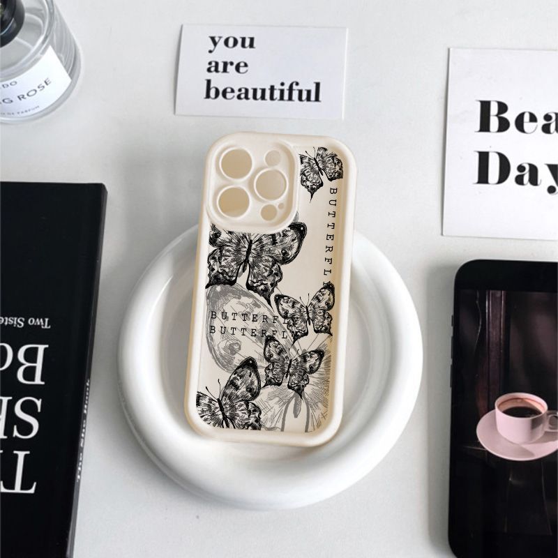 Retro Butterfly Print Drop-resistant Phone Case a4cf6dd9 7ae0 4337 82b3 55379b82874d