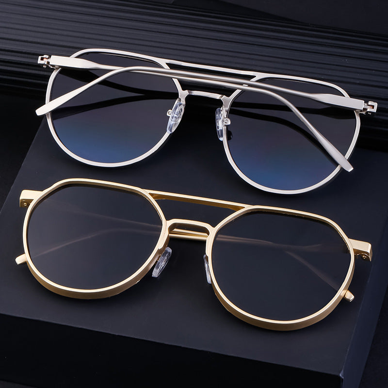 Men's Metal Double Beam Vintage Round Frame Sunglasses a4ea4f64 aae7 4619 9f1f ac76517cdc7c