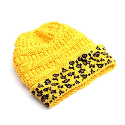 Beanie Women's Warm Leopard Print Knitted Hat Winter a4ff9a2a f208 4b32 ac22 8b54f6376f7a