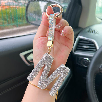 English Letter Keychain Clay Diamond Round Buckle Pendant a576d5c3 d299 4603 b6fa c399db68b554