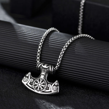 Viking Boat Snow Pattern Hammer Pendant Necklace a589c64f 0f68 4b8c aa23 eb76c698421a