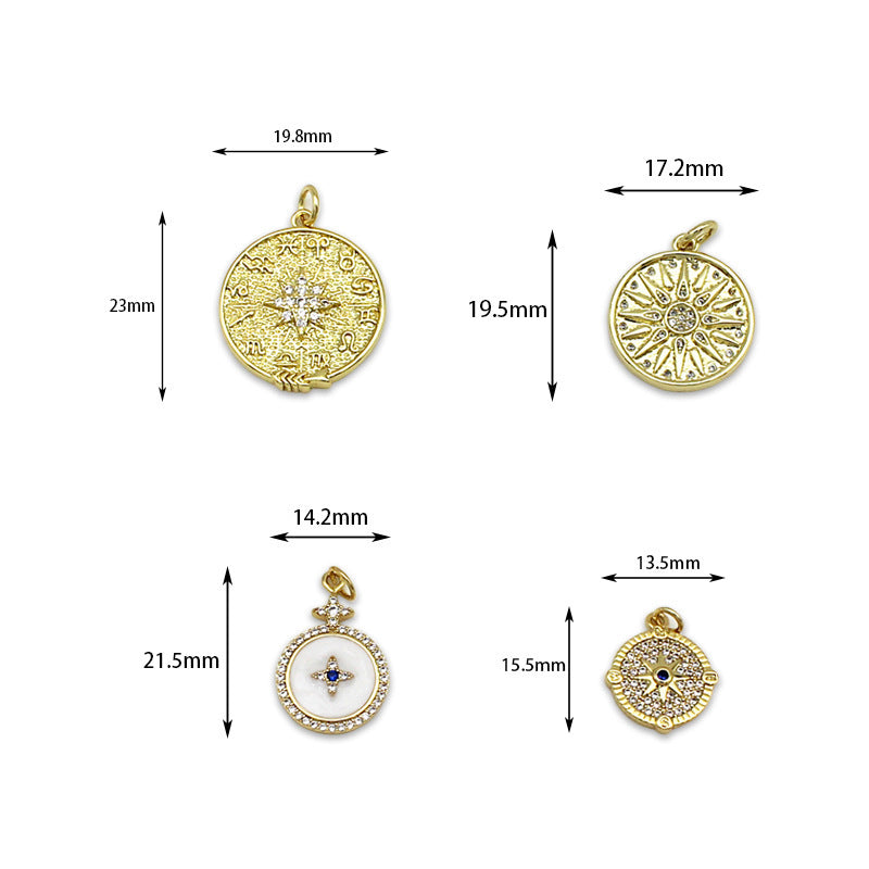 Micro-inlaid Six-pointed Star Compass Hanging Piece Pendant Necklace Bracelet Earrings a61340d0 88cb 45f0 a373 061c72c654f7
