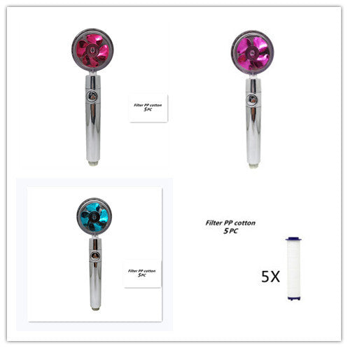 Propeller Driven Shower Head With Stop Button And Cotton Filter Turbocharged High Pressure Handheld Shower Nozzle a654fee7 a6