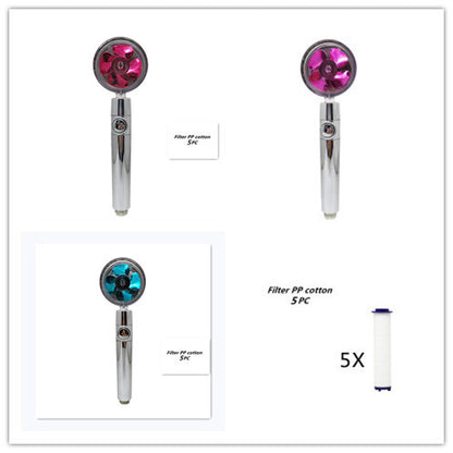 Propeller Driven Shower Head With Stop Button And Cotton Filter Turbocharged High Pressure Handheld Shower Nozzle a654fee7 a6