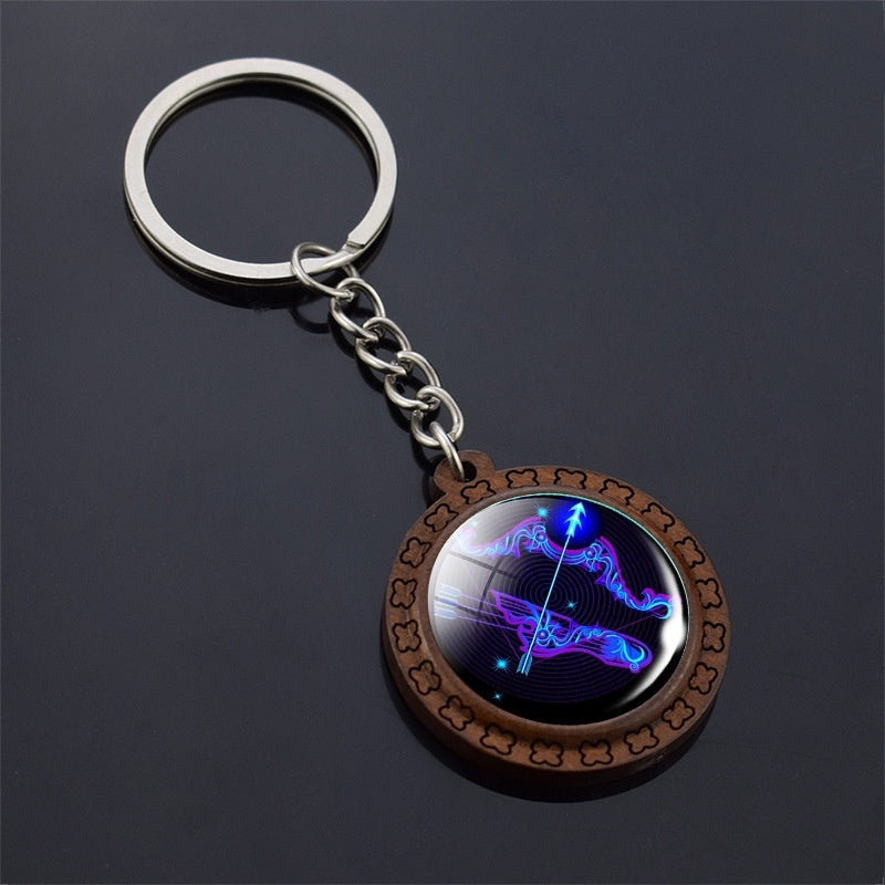 Constellation Keychain Wood Carved Time Gem Pendant a65a205a c952 48ec bea2 9ad6af660164
