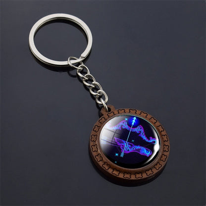 Constellation Keychain Wood Carved Time Gem Pendant a65a205a c952 48ec bea2 9ad6af660164