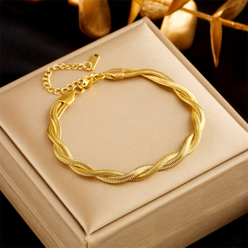 Stainless Steel Gold Plated Punk Fashion Double Layer Bracelet For Women Girl Snake Chain Party Luxury Jewelry a67c73f1 cc6d 
