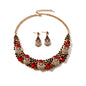 3pcs Christmas Necklace Earrings Set With Colored Rhinestones Ins Fashionable Shiny Santa Claus Necklace For Womens Jewelry a