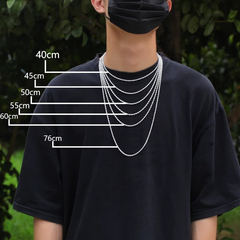 Color Preserving Plating Plain Chain 3MM Stainless Steel Fried Dough Twists Rope Necklace a695bbc1 2929 4d15 80f7 c500b740e82