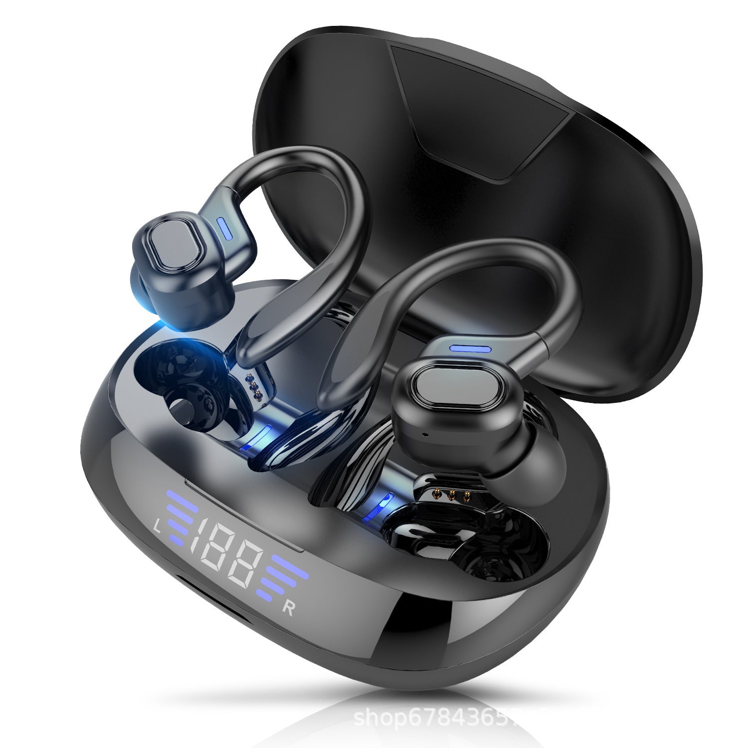 Bluetooth Headset Binaural Ear Hook Touch Headset With LED True Digital a6c194b6 4901 45a5 8e9b e691d0beb630