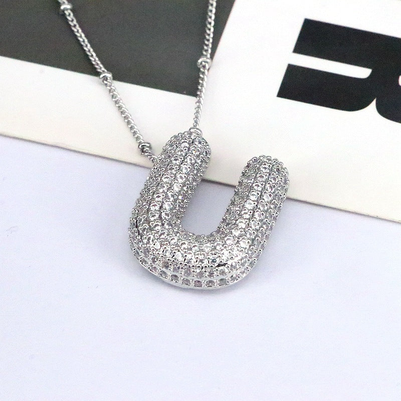 Brass Zircon Bubble Balloon Letter Pendant Necklace For Women a6d32043 d721 42e9 afff 1dfe93a94746