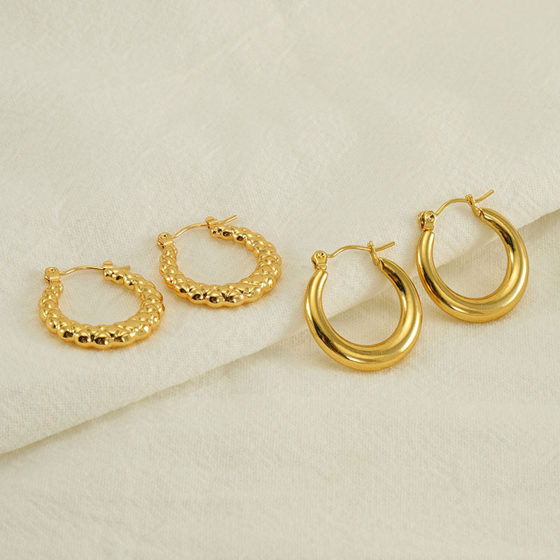 Titanium Steel Round Twist Stud Earrings High Sense a6e66dea b1c0 4413 80fb 5f0cda0b941e