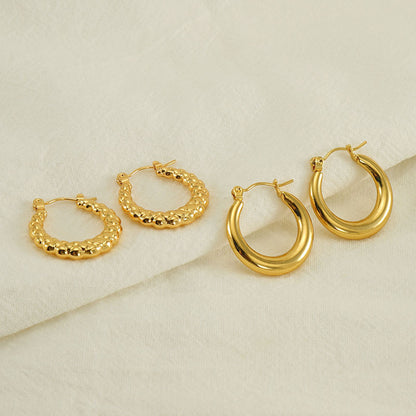 Titanium Steel Round Twist Stud Earrings High Sense a6e66dea b1c0 4413 80fb 5f0cda0b941e