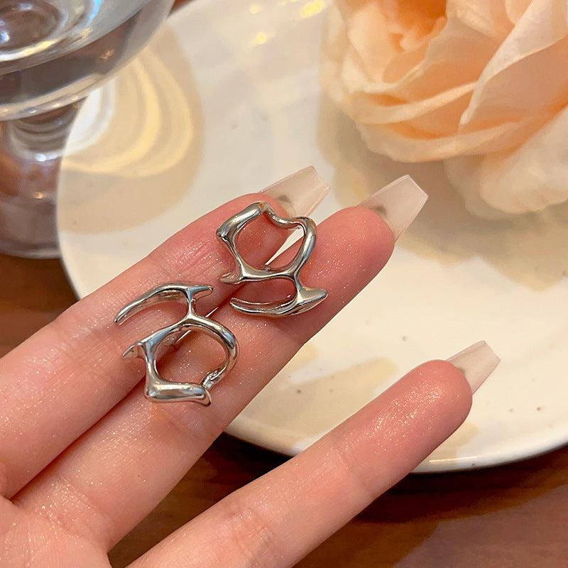 Internet Celebrity Irregular Liquid Stud Earrings For Women Simple a6ee3886 e8f6 4d18 b945 70fdfd0d805a