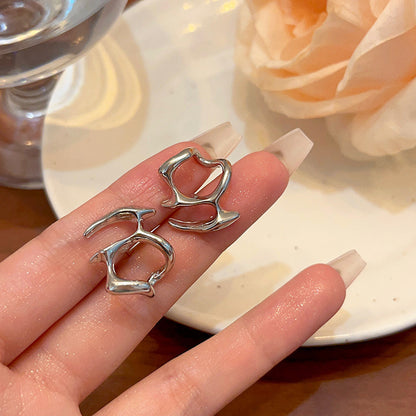 Internet Celebrity Irregular Liquid Stud Earrings For Women Simple a6ee3886 e8f6 4d18 b945 70fdfd0d805a