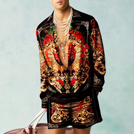 Loose Shirt Casual Men's Shorts Long Sleeve Suit a6f751ad 8f78 4fca bf76 aa982ed9ee2b