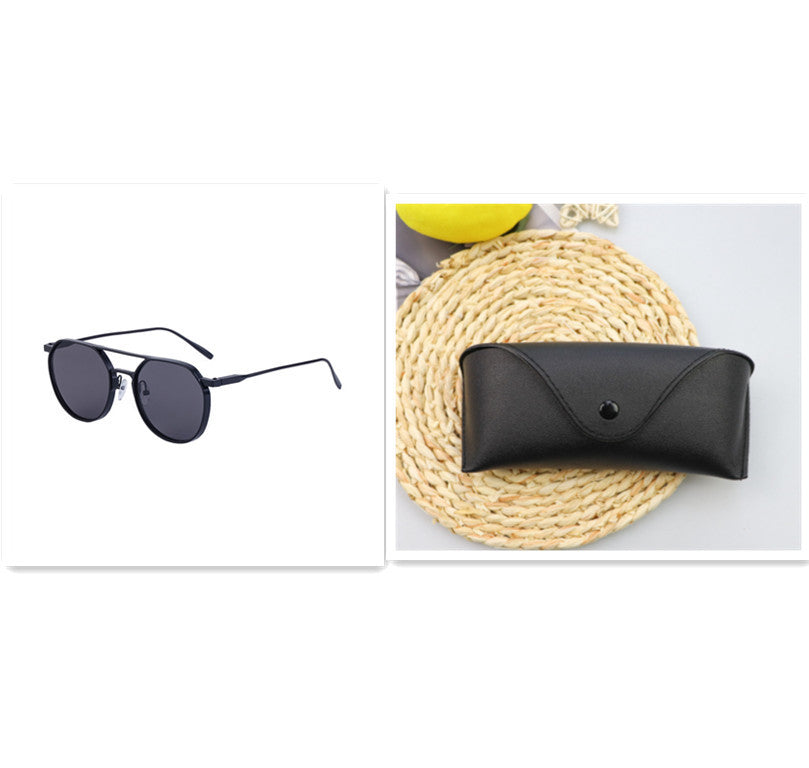 Men's Metal Double Beam Vintage Round Frame Sunglasses a71c7e1c 8c36 483f 8f8d 83ad8a2df4bf