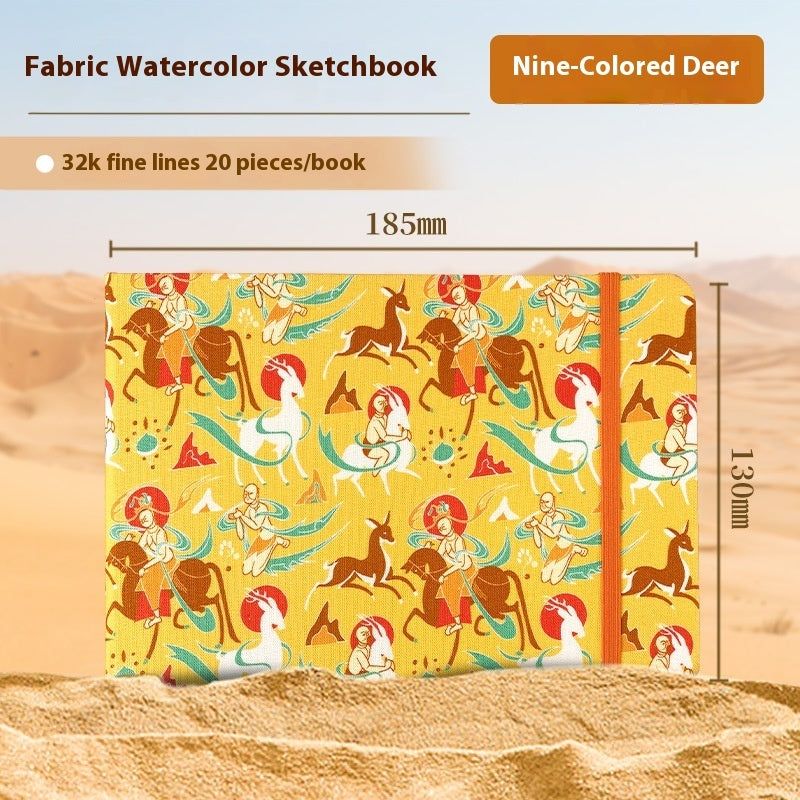 Feiluniao Watercolor Notebook Fabric Handmade Mini Portable Portable Character Sketch Hand Painted Graffiti Drawing Book - 图片 36