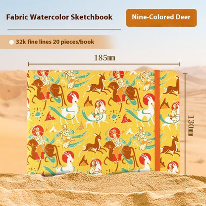 Feiluniao Watercolor Notebook Fabric Handmade Mini Portable Portable Character Sketch Hand Painted Graffiti Drawing Book - 图片 36