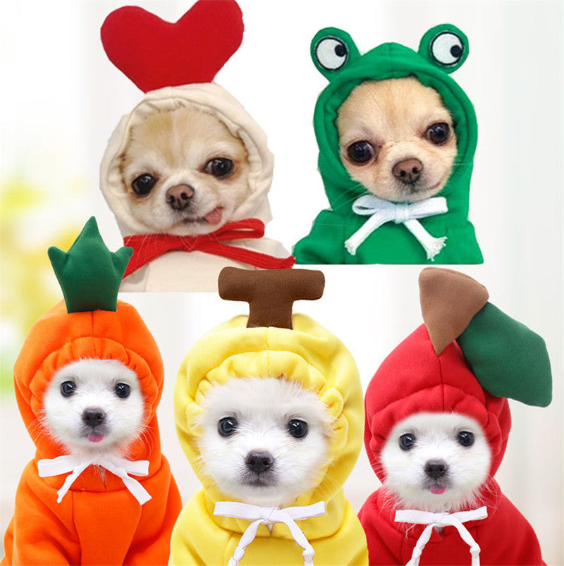 Cute Fruit Dog Clothes For Small Dogs Hoodies Winter Warm Fleece Pet Clothing Puppy Cat Costume Coat For French Chihuahua Out
