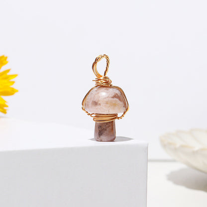 Crystal Agate Semi-Precious Mushroom Braided Pendant a75c6658 7dc2 4c0f 9132 5a8ffdc22a3f
