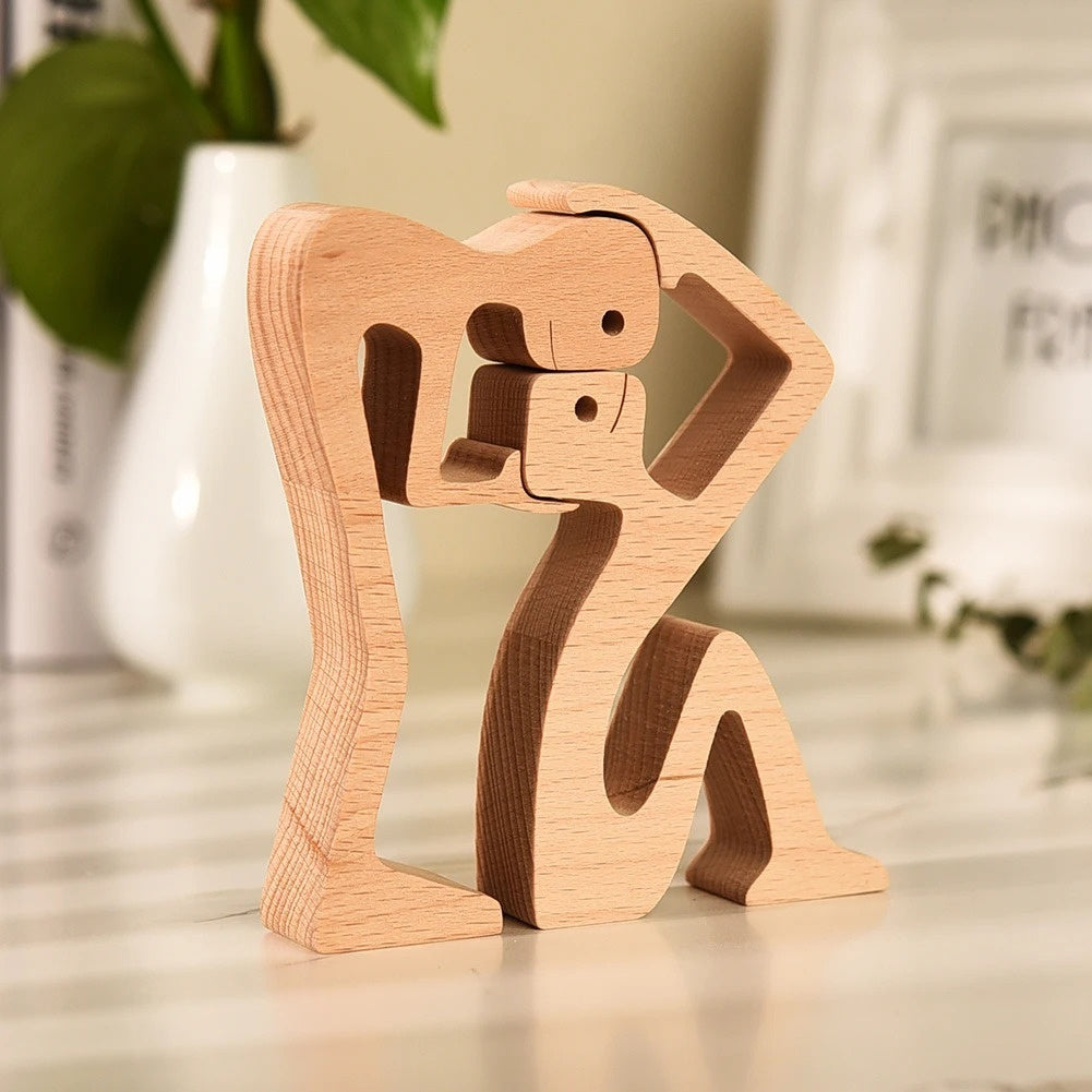 DIY Figurine Wood Dog Ornament Sculpture Home Decoration A Man A Dog Wood Sculpture Christmas Gifts Model Decor a76e2aaf 5f04